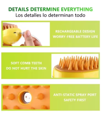 Cepillo a Vapor para Mascotas 🐶🐱 Limpieza y Suavidad para tu Mascota