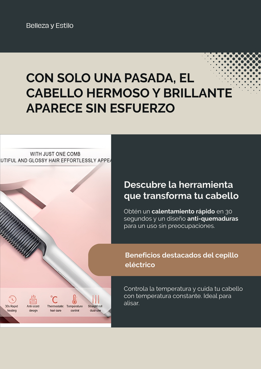 ✨ Cepillo Alisador Eléctrico – Liso Perfecto en Minutos ✨