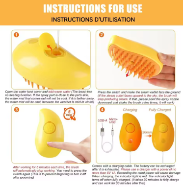 Cepillo a Vapor para Mascotas 🐶🐱 Limpieza y Suavidad para tu Mascota